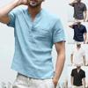 Мужские мешковатые хлопковые льняные однотонные футболки с короткими рукавами в стиле ретро, топы, блузки