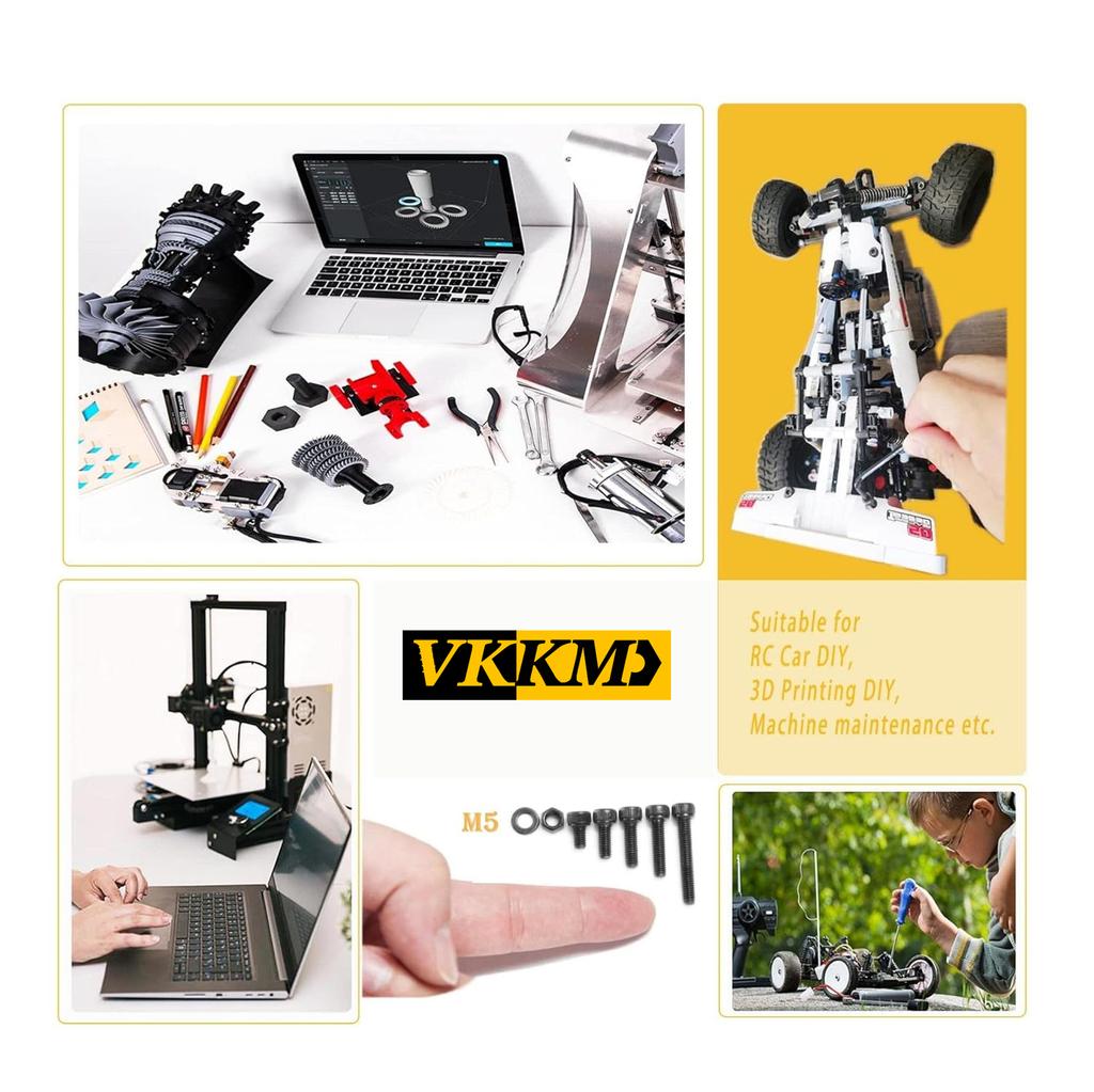 660 метрических винтов с шестигранным углублением под ключ M2 черного цвета, легированная сталь марки 12.9, комплект шайб с метрической шестигранной гайкой