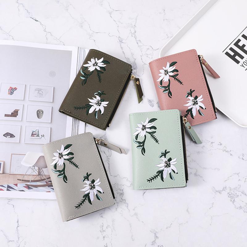 Yogodlns Модный кожаный короткий женский кошелек, женский маленький клатч, карман для монет, держатели для карт, женский кошелек с вышивкой