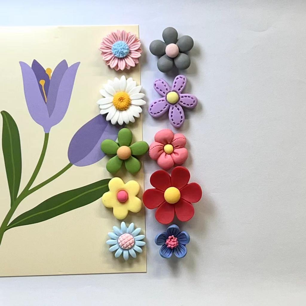 10 овальных магнитов на холодильник в виде цветов Kawaii — красочные и прочные, идеально подходят для домашнего декора и организации офиса
