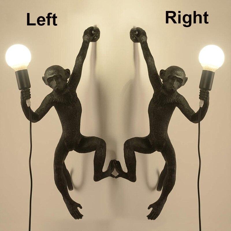 Настенный светильник из смолы в виде обезьяны, черный, золотой, настольный светильник, подвесной светильник для гостиной, кабинета, домашнего декора с животными, художественный салон, E27, светодиодная лампа