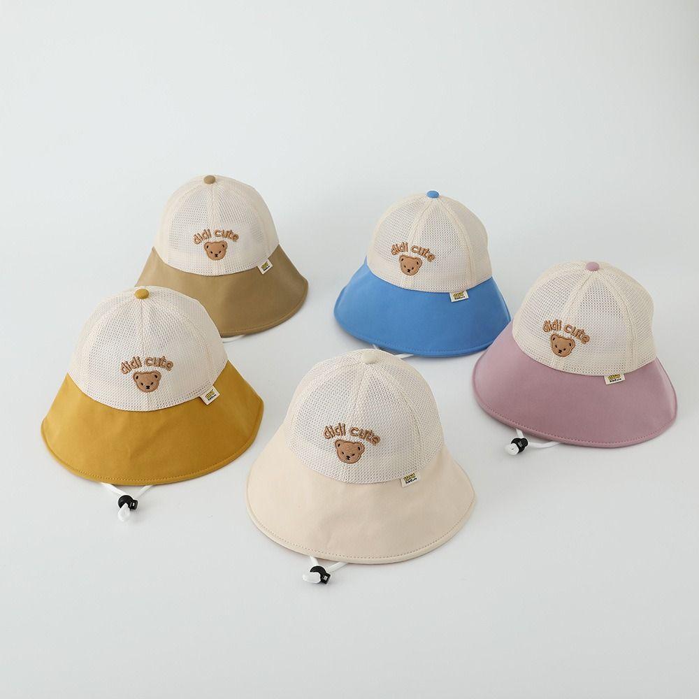 Breathable Children Fisherman Cap Summer Outdoor Sun Hat Cute Baby Bear Bucket Cap Boys Girls