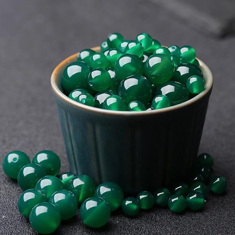Натуральные необработанные бусины из зеленого агата для изготовления украшений своими руками - Круглые бусины ручной работы