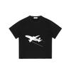 Black Oversized T-Shirt with White Airplane Print for Casual Wear