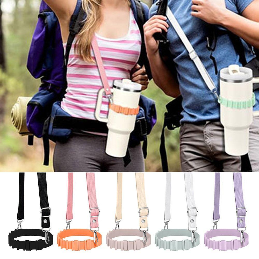 Hands-Free Water Bottle Shoulder Strap Adjustable Silicone Cup Holder Water Bottle Holder Outdoor