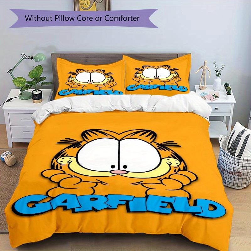 3pcs Garfield Printed Quilt Set - Soft and Comfortable Quilt Cover for Bedroom, Guest Room and Dormitory Decorative Bedding Set 1 Duvet Cover + 2 Pill