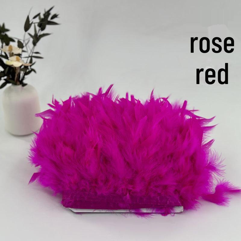 Red Lace Net Turkey Feather Strips for DIY Handmade Wedding Dance Costumes and Decorations