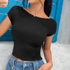 Женская облегающая футболка с открытыми плечами и открытой спиной - Сексуальный летний топ в европейском и американском стиле