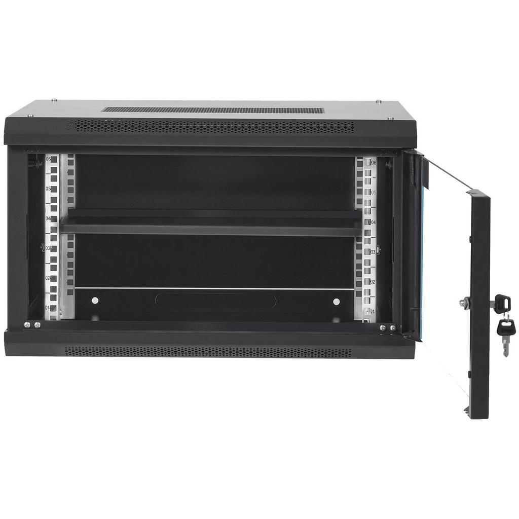 6U Wall Mount Network Server Cabinet, 15.5'' Deep, Server Rack Cabinet Enclosure, 200 lbs Max. Ground-mounted Load Capacity, with Locking Glass Door