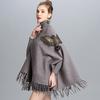Bat Sleeve Turtleneck Knitted Sweater Poncho Female Fashion Embroidery Tassel Mid-length Sweater Poncho Pullover Women Spring