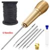 1Set with Copper Handle Leather Sewing Tapered Needles  for Shoes and Leather Repairs