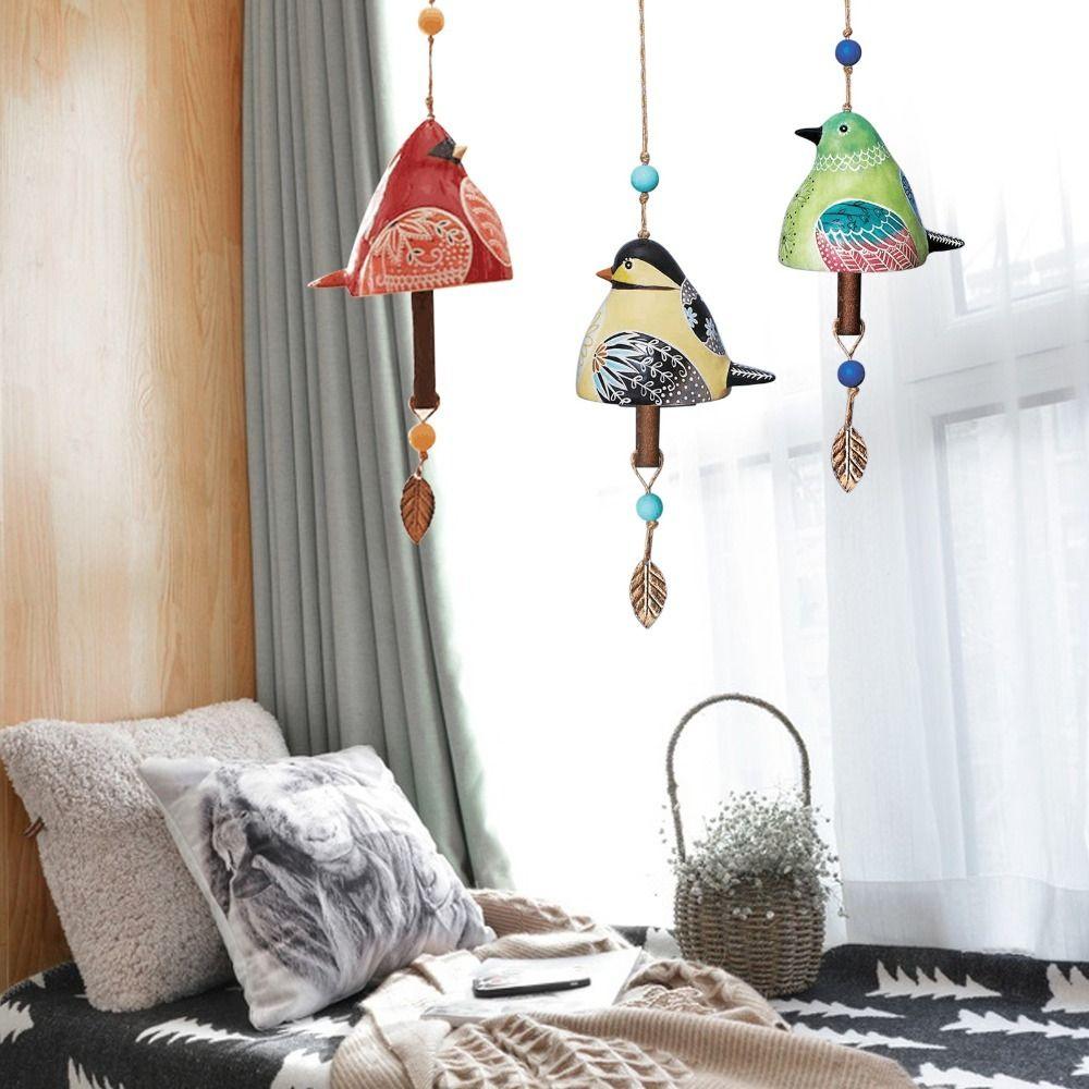 Resin Wind Chime Hand Painted Hanging Ornaments Wind Bell Bird Song Bell Wall Decoration