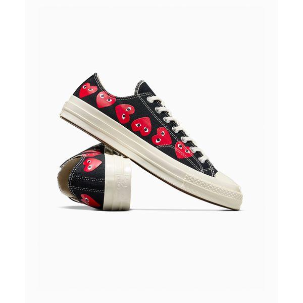 Comme des Garçons PLAY x Converse Chuck 70 Low Мульти Сердце - Черные Унисекс Кроссовки High-Risk-Red Egret A08149C