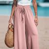 Women's Four Seasons Pants, Solid Color Wide Leg Pants, Elegant Loose Fake Drawstring Pants, Women's Clothing