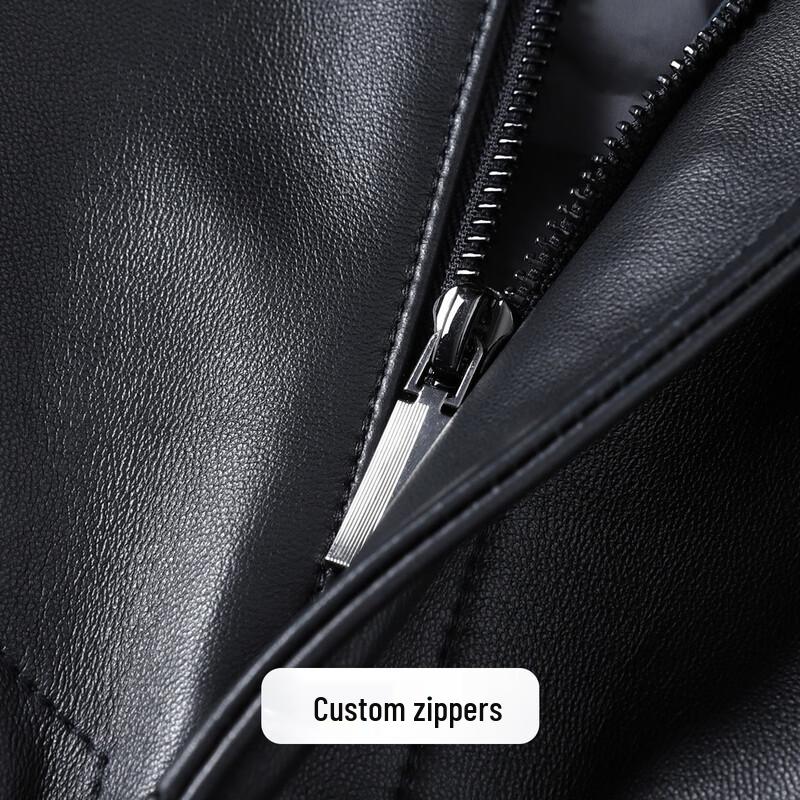 Men's Genuine Sheepskin Goose Down Leather Jacket with Mink Fur Collar