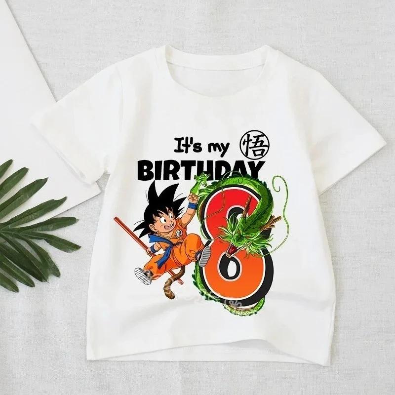 Футболка Dragon Ball для мальчиков Номер Одежда Мода Гоку Аниме Фигурка Принт Одежда Топы Детские Летние Дышащие Топы Подарок на День Рождения