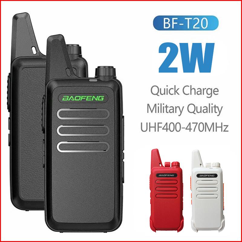 Baofeng 2 pcs Mini Walkie Talkie PMR 446 FRS Portable Two-way Radio ht PTT Walkie-talkies T20 Portable Radios for Hunting Cafe