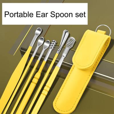 1 набор ушных ложек, вращающихся на 360 градусов, эргономичных, для ухода за ушами, из нержавеющей стали, 6 ложек для ковыряния в ушах, салон красоты