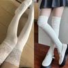 Сексуальные длинные гольфы на шнуровке, женские чулки выше колена, модные женские теплые колготки для девочек, черные, белые