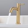 Brushed Gold Bathroom Basin Single Hole Cold Handle Shower Head Sink Faucet Bath