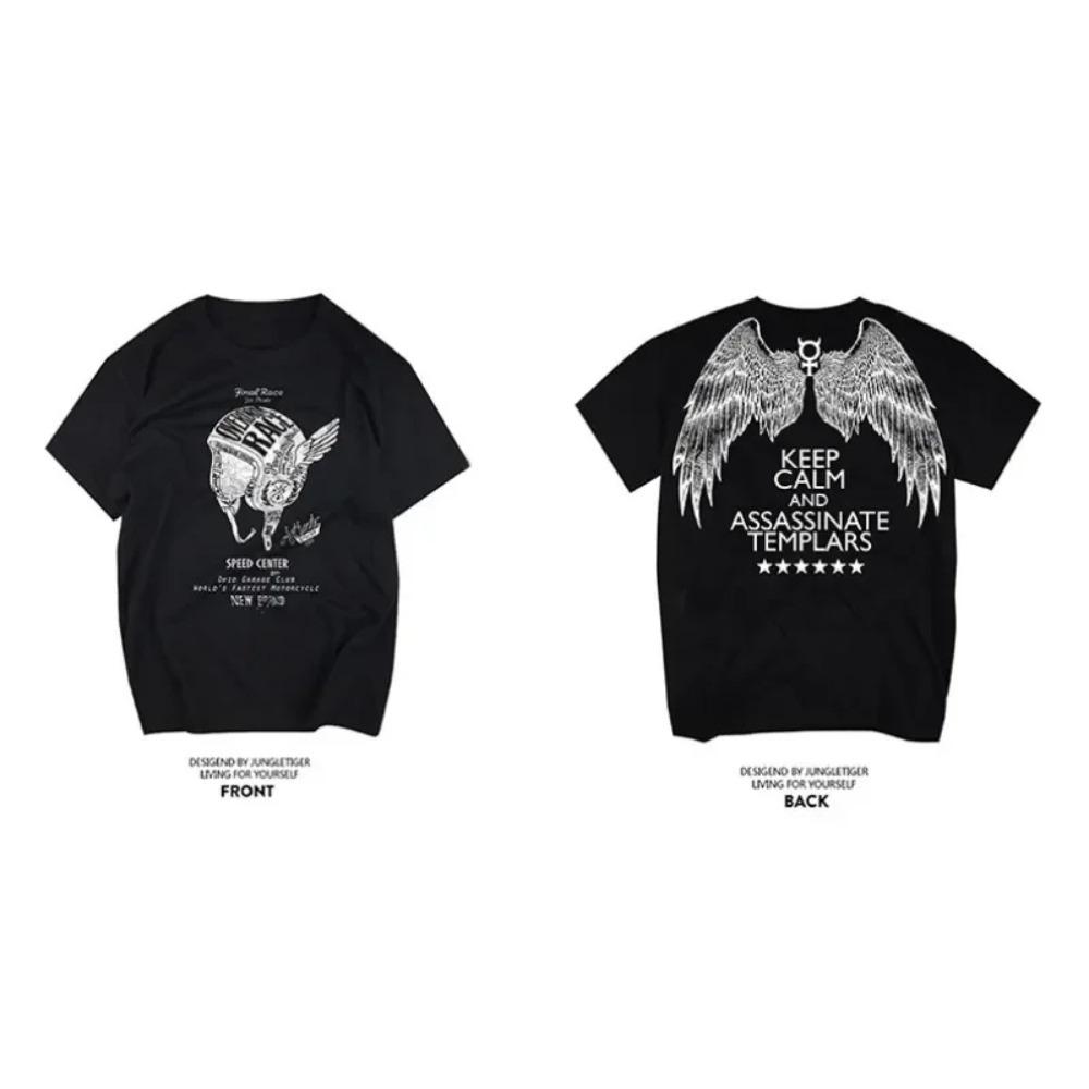 2024 Новая футболка большого размера с коротким рукавом из чистого хлопка для мужчин и женщин, футболка свободного кроя с принтом рок-американской ретро мотоциклетной тематики Harley