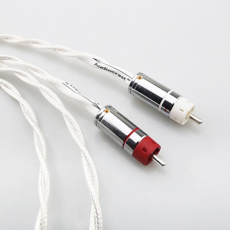 Премиальный 2-жильный кабель с серебряным покрытием 2RCA на 2RCA для чистой передачи звука в системах домашнего кинотеатра