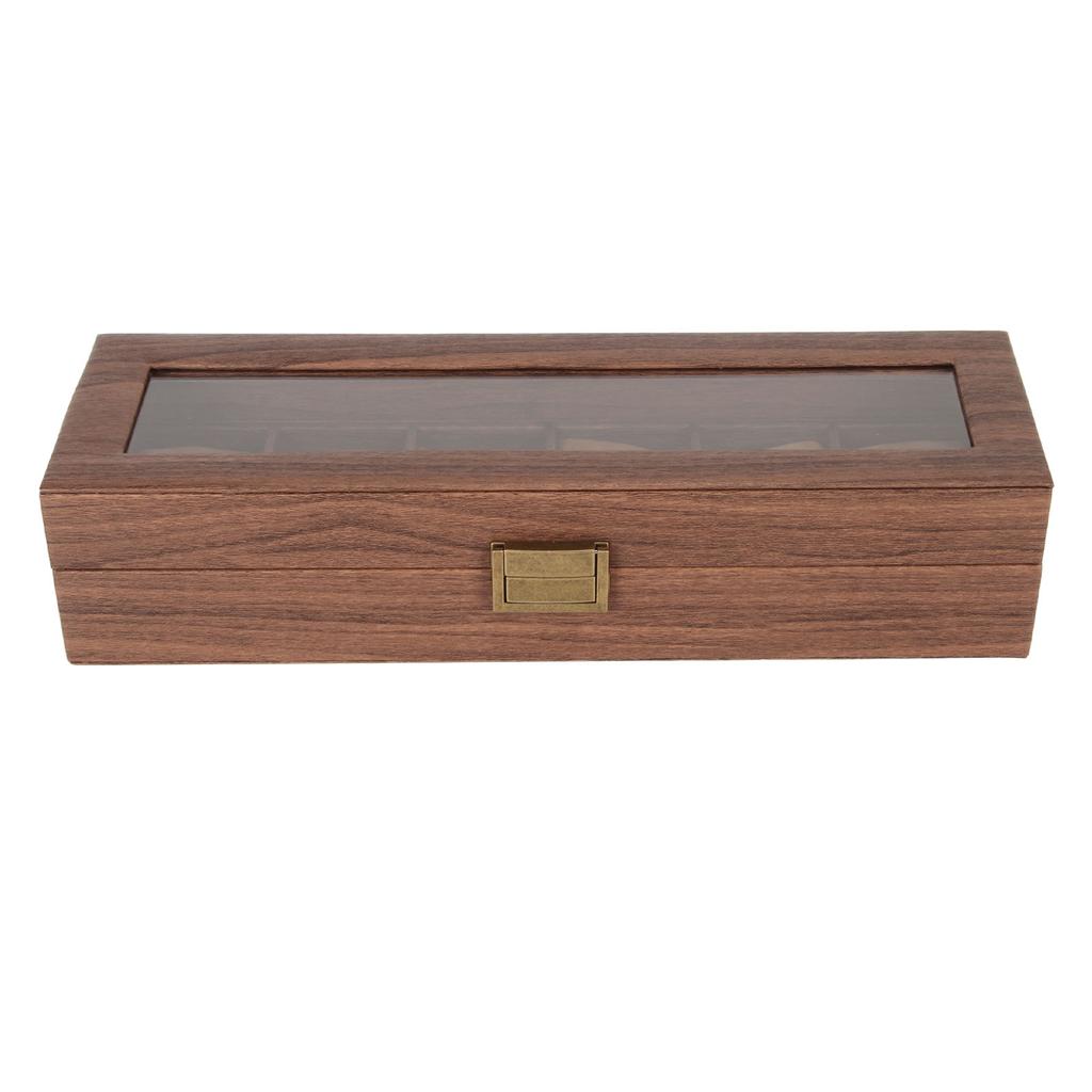 Watch Box Soft Detachable 6 Slots Large Capacity Watch Organizer Case with Glass Top for Storage Display 6 Slots