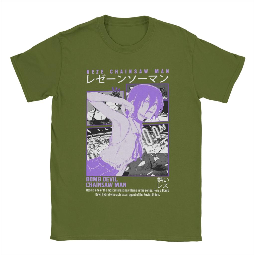 Крутые футболки с Резе из фильма «Человек-бензопила» для мужчин, с круглым вырезом, из чистого хлопка, с коротким рукавом, уникальные топы