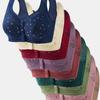 Plus Size Cotton Wire-Free Front Closure Lace Trim Vest Bra for Spring/Summer
