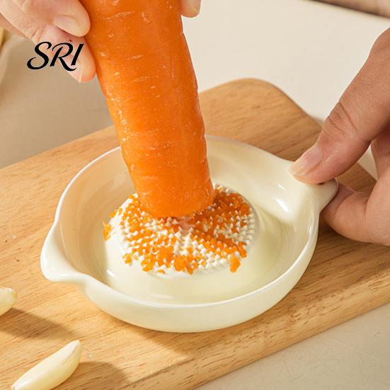 Snack Tray Ceramic Garlic Grater with Natural Glaze Multi-Function Ginger Food Mincer Decorative Kitchen Dishwasher Safe Compact Tool for Puree Paste
