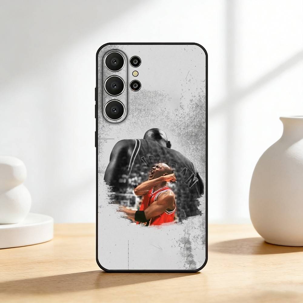 Cool and Classic J-Jordan Phone Case For Samsung S26,S25,24,23,22,30,21,10,9,Ultra,Plus,Lite,Black Soft Case