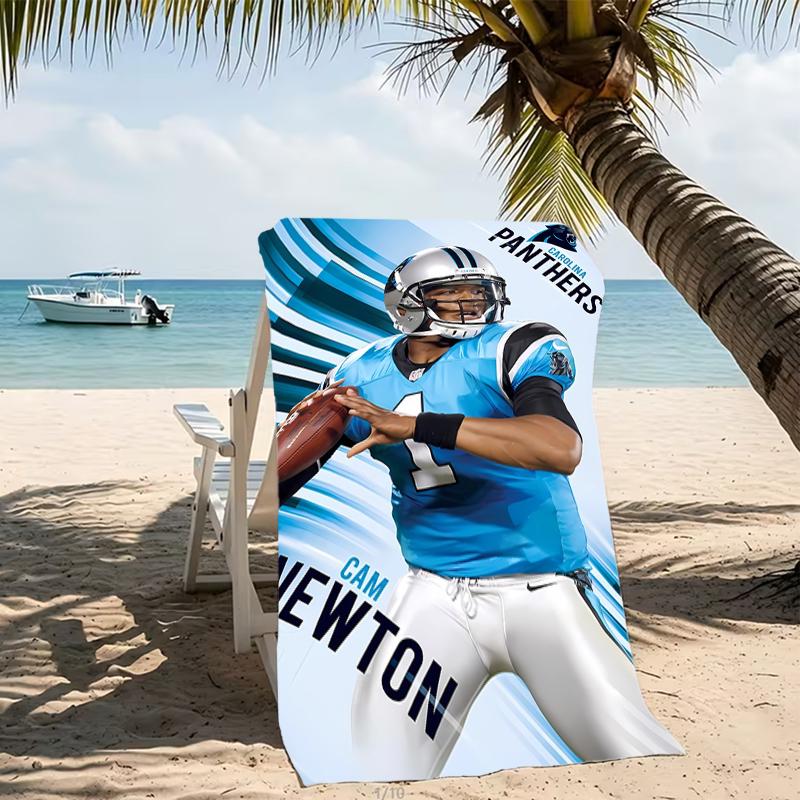 Beach Towel with Carolina Panthers Pattern - soft,absorbent,machine washable Lightweight&Modern,swimming,Travel Essentials