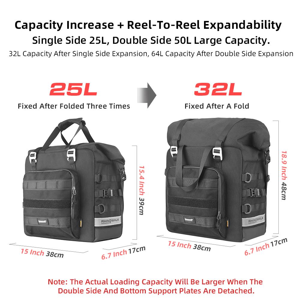 Rhinowalk Водонепроницаемая мотоциклетная седельная сумка быстросъемная багажная сумка большой вместимости боковой органайзер для хранения 25 л с