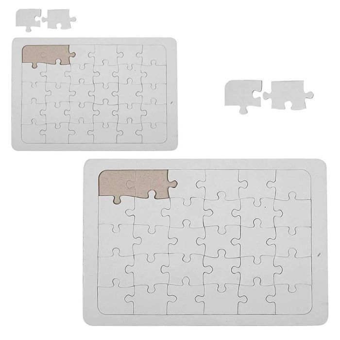 2 White Puzzles To Decorate - 21 X 30 and 15 X 21 Cm