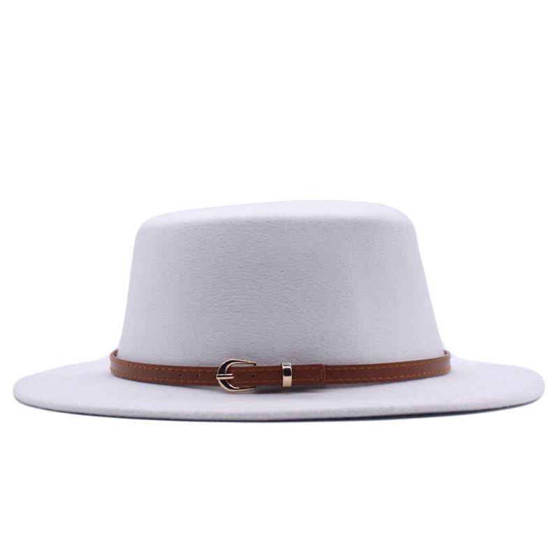 Autumn and winter new British men's top hat, flat-top woolen hat, European and American jazz hat, big-brimmed women's hat