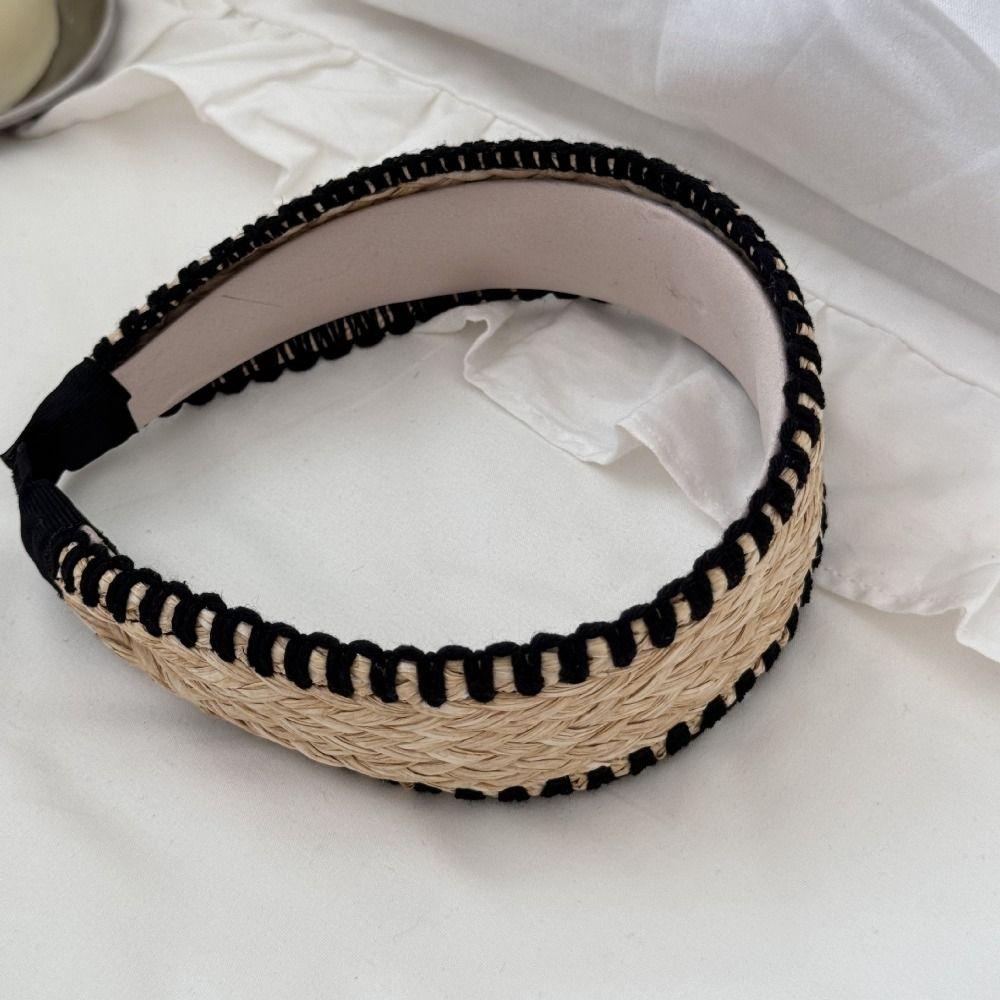 Wide Edge Straw Weave Headband Woven Bohemian Style Hair Hoop Fashion Raffia Grass Hairband Kids