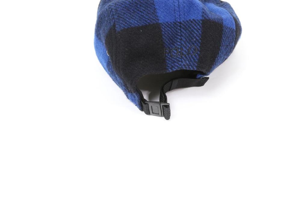 (Поло Ральф Лорен) Мужская и женская шерстяная кепка-пятипанелька в клетку с фирменной вышивкой пони 01080056-СИНИЙ [Б/У]
