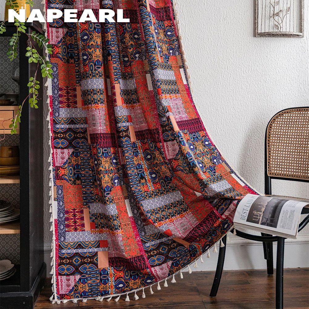 1 шт. NAPEARL Bohemian Style Patchwork Printed Country Style Semi Blackout Шторы для маленьких окон Кухня Спальня Гостиная Балкон Домашний декор