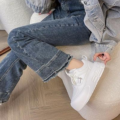 Ziyan платформа белые туфли женские 2025 новая весна кожа уродливые милые туфли с большой головой европейская станция туфли-хлебушки туфли-маффины