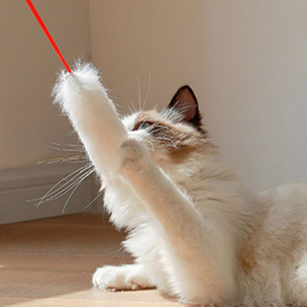 Plush Cat Teaser Wand Bite Resistant Eco Friendly Hand Crafted Soft Flexible Plush Cat Toys for Training White