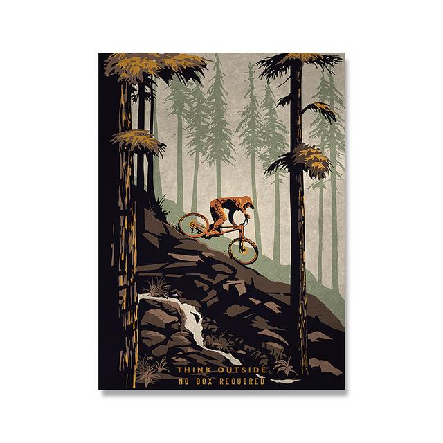 Ретро езда на велосипеде с горным пейзажем, постеры и принты, картины на холсте, настенные художественные картины для велосипеда, домашний декор для спальни, без рамки