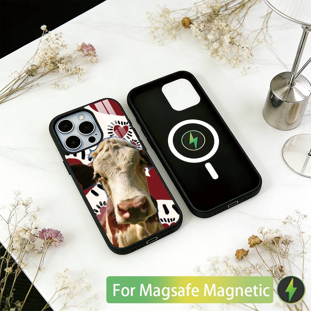 Забавные милые коровы Чехол для телефона Для iPhone 17, 16, 15, 14, 13, 12, 11 Plus, Pro Магнитный с Magsafe Беспроводная зарядка