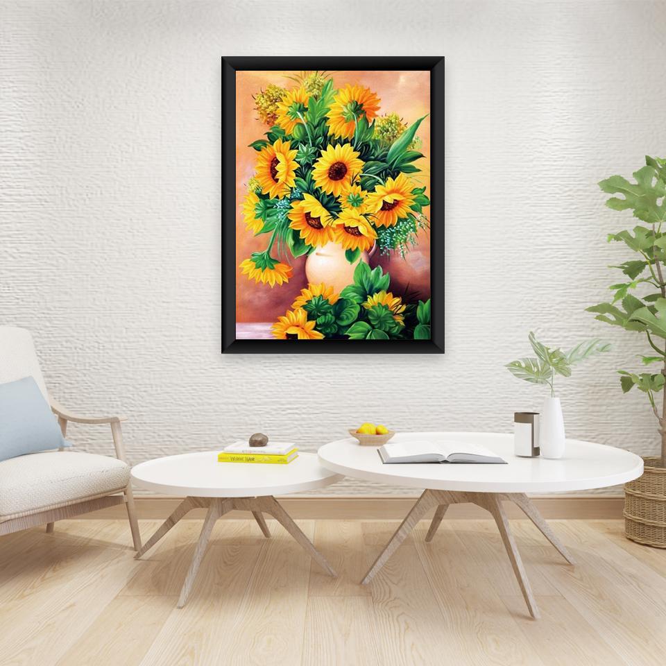 DIY 5D алмазная живопись «Подсолнух», полная круглая дрель, цветочная Алмазная вышивка, наборы для вышивки крестом, мозаика, настенное искусство из смолы, домашний декор