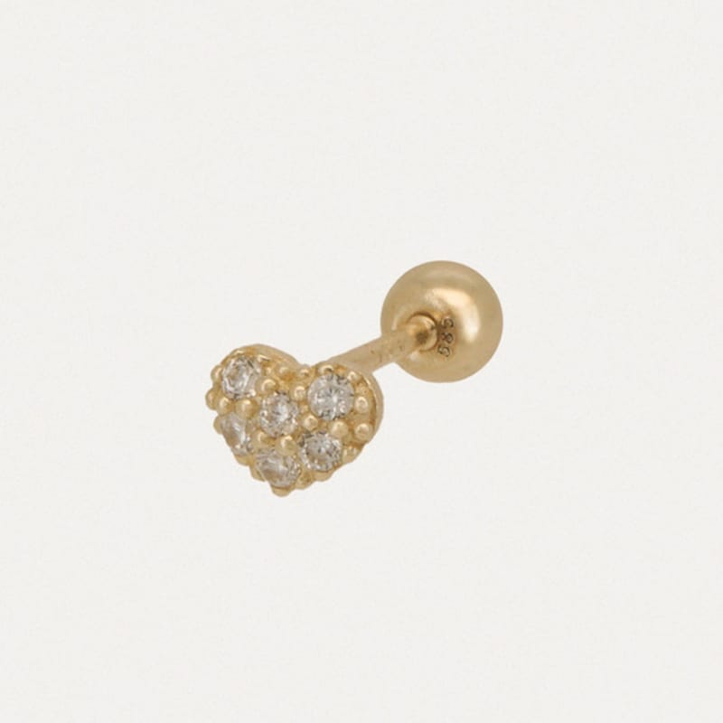Youngglow 14k Plumpy Cubic Heart Piercing