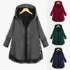 Plus Size Women Casual Hooded Coat with Button Pockets High Low Long Sleeve