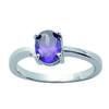 Silver Ring 'Unique' Silver Amethyst (rhodium Plated) - 6x8 Mm