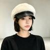 Adjustable Newsboy Cap Faux Mink Fur Navy Hat Vintage Style Faux Fur Hat  Winter Daily