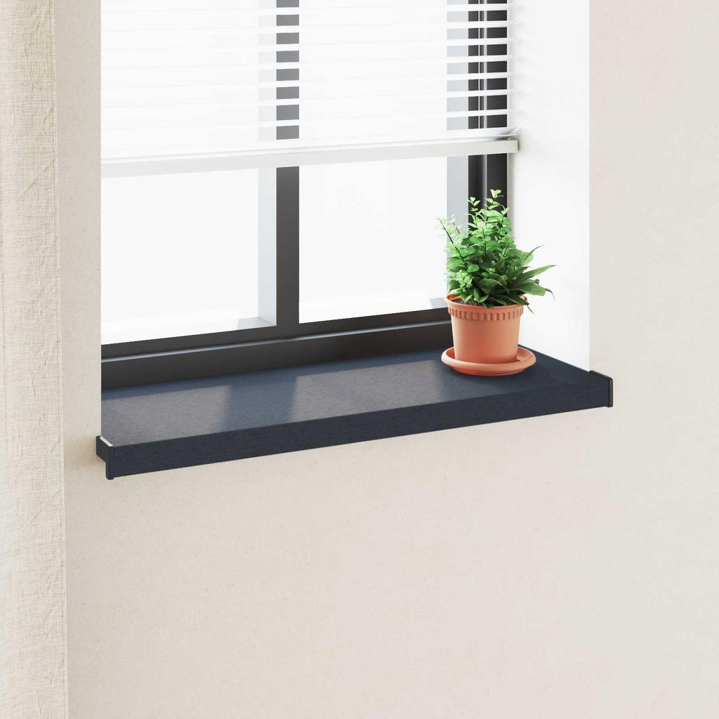 Anthracite Window Sill with Wood Grain Pattern 60 x 35 x 4.5 cm PVC
