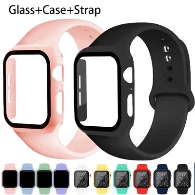 Стекло+корпус+ремешок для Apple Watch ultra 2 Band 44 мм 40 мм 45 41 мм 38 42 мм Силиконовый чехол-ремешок Браслет iWatch Series 9 7 6 5 4 3 8