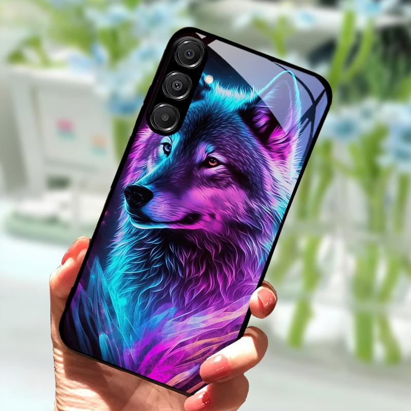 Для Samsung A56 Стеклянный чехол A26 A36 Жесткий ПК Закаленное стекло Чехол для телефона Для Galaxy A15 A25 A35 A55 Мультяшный Роскошный Ударопрочный Чехлы